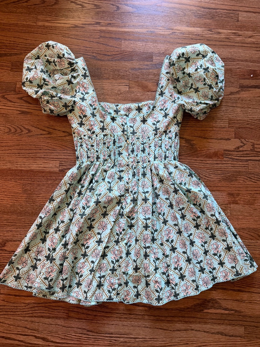 Agua Bendita Mint Floral Puff Sleeve Mini Dress - Picture 5 of 7